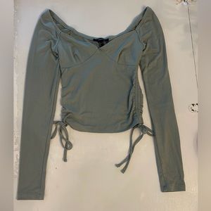 Forever 21 Ruched Drawstring Crop Top in Seafoam